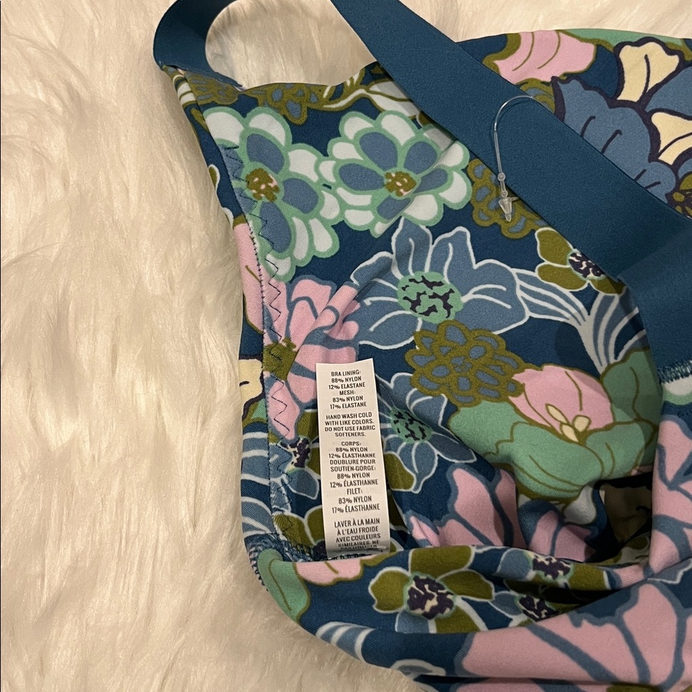 🆕 Offline by Aerie Blue Floral Sports Bra Size XL - Picture 4 of 6